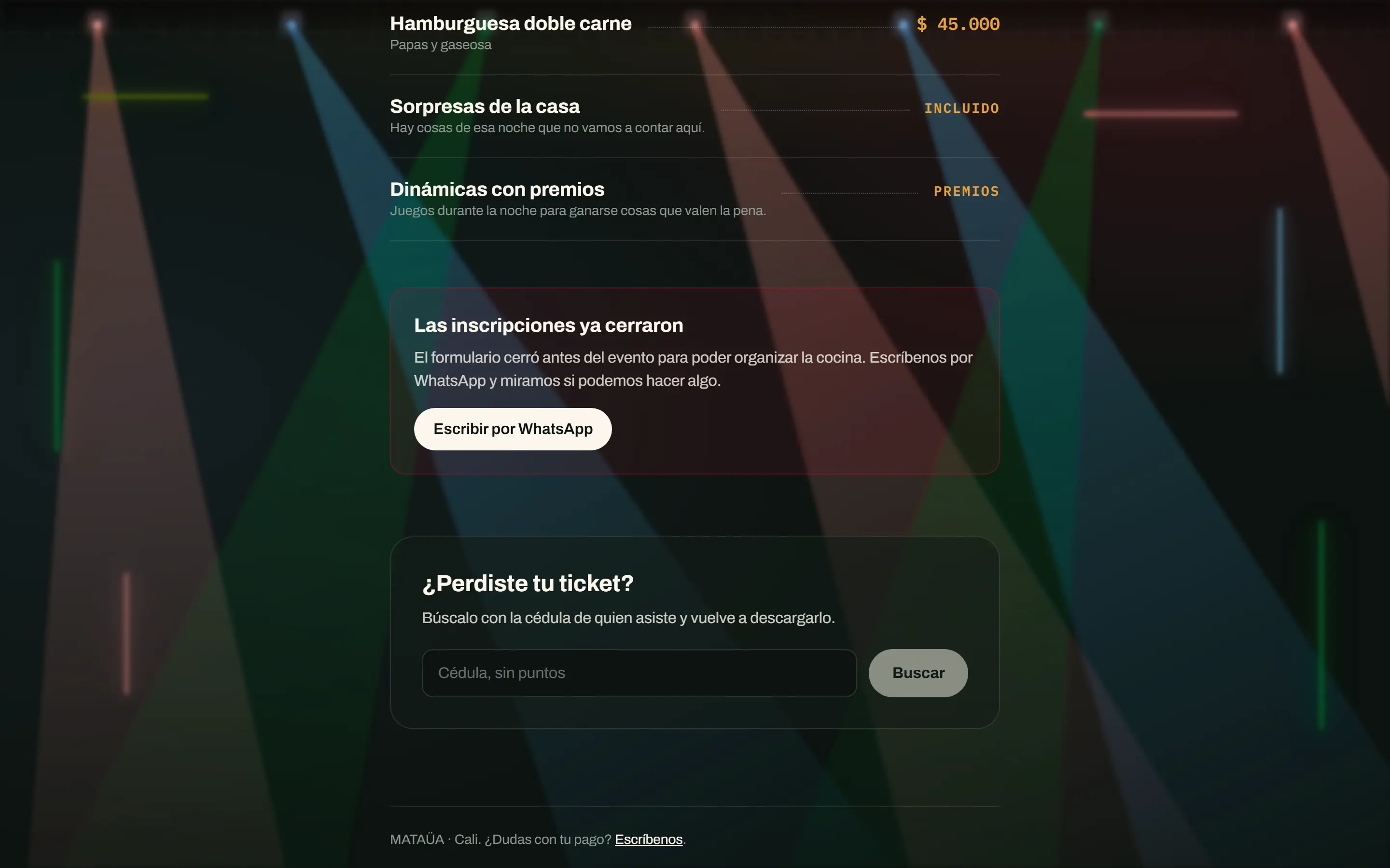 MATAÜA Party: inscripciones cerradas y recuperación del ticket con la cédula