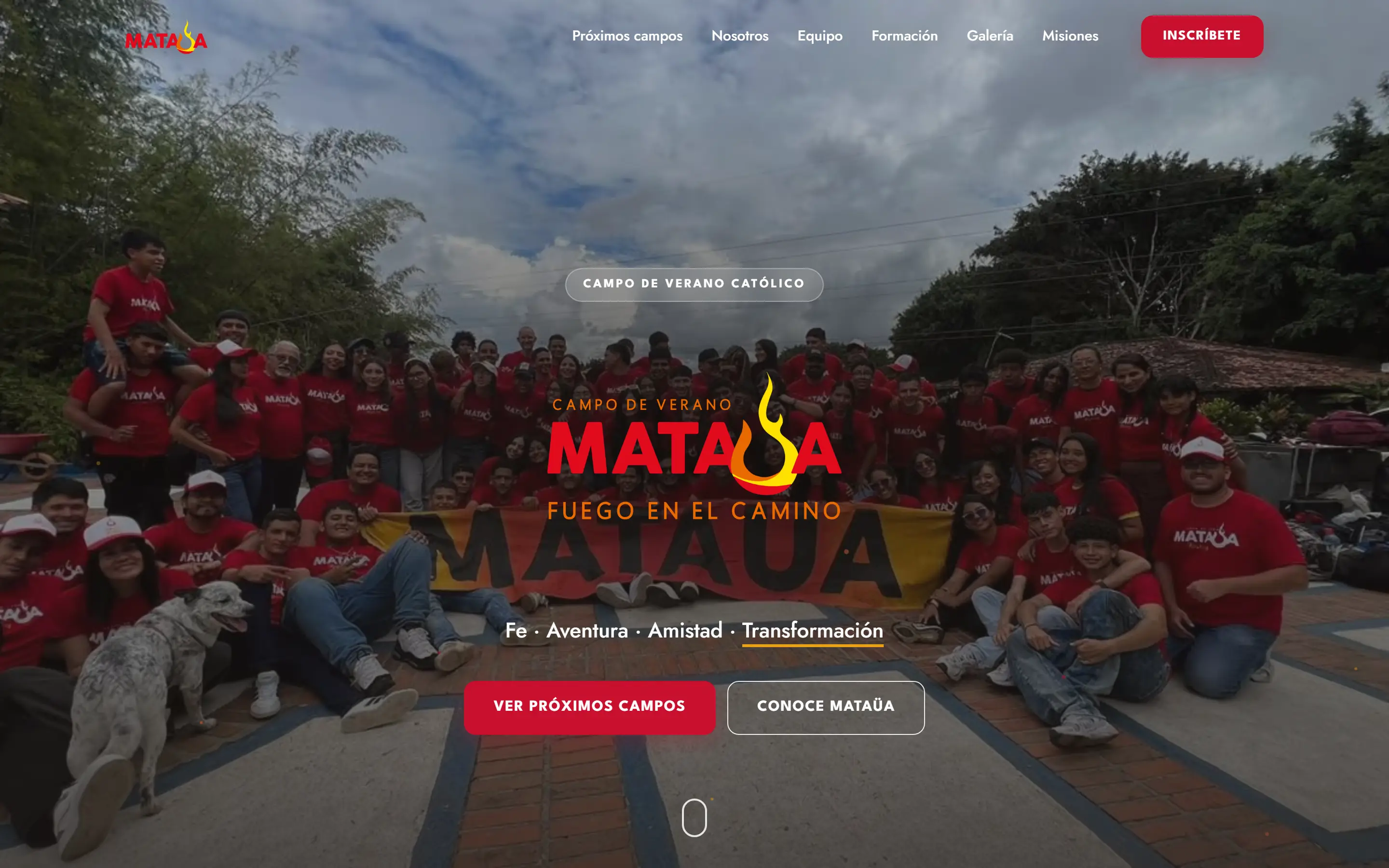 MATAÜA: portada del sitio con fotografía real de un campo